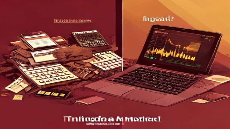 Ilustrasi perbedaan antara pencatatan manual dengan buku dan pulpen vs sistem koperasi digital di tablet dan laptop, menunjukkan efisiensi dan modernisasi.