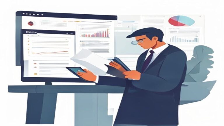 Seorang perangkat desa sedang menggunakan aplikasi laporan desa di tabletnya untuk menginput data, menunjukkan efisiensi kerja digital.