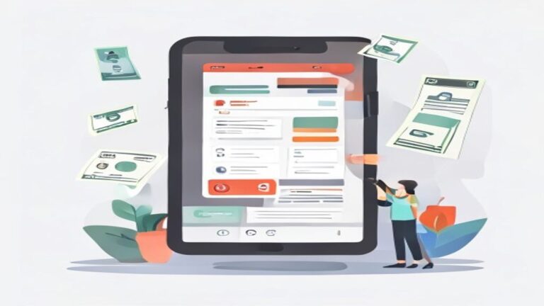 Ilustrasi warga desa sedang melakukan transaksi pembayaran tagihan online menggunakan aplikasi PPOB di ponsel atau komputer. Menunjukkan kemudahan akses di daerah pedesaan.