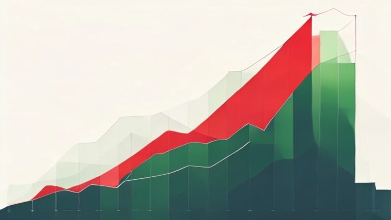 Ilustrasi grafik pertumbuhan dan panah ke atas yang merepresentasikan strategi revitalisasi BUMDes untuk profitabilitas